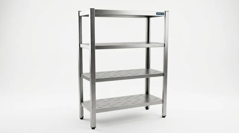 Estante com 4 Planos Perfurados – 900×400mm – 300kg/plano — equipamento profissional em aço inox