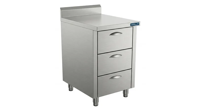 Gabinete de Encosto com 2 Gaveta(s) — equipamento profissional em aço inox