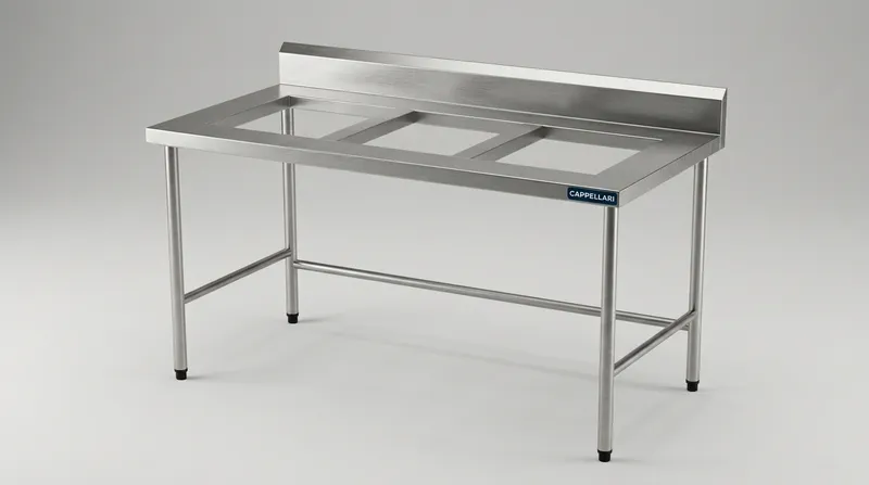 Mesa Esqueleto de Encosto p/ Tampo Altileno – 700mm — equipamento profissional em aço inox